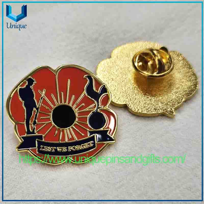 Custom Hard Enamel Flower Charming Lapel pin, Gold UK REMEMBERANCE Metal Brooch (4) Custom Hard Enamel Flower Charming Lapel pin, Gold UK REMEMBERANCE Metal Brooch (4)