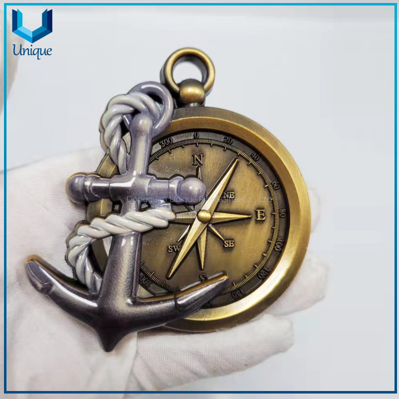 Custom Nigeria Military Navy 12mm 3D Anchor & Compass metal medal coin 004 Custom Nigeria Military Navy 12mm 3D Anchor & Compass metal medal coin 004