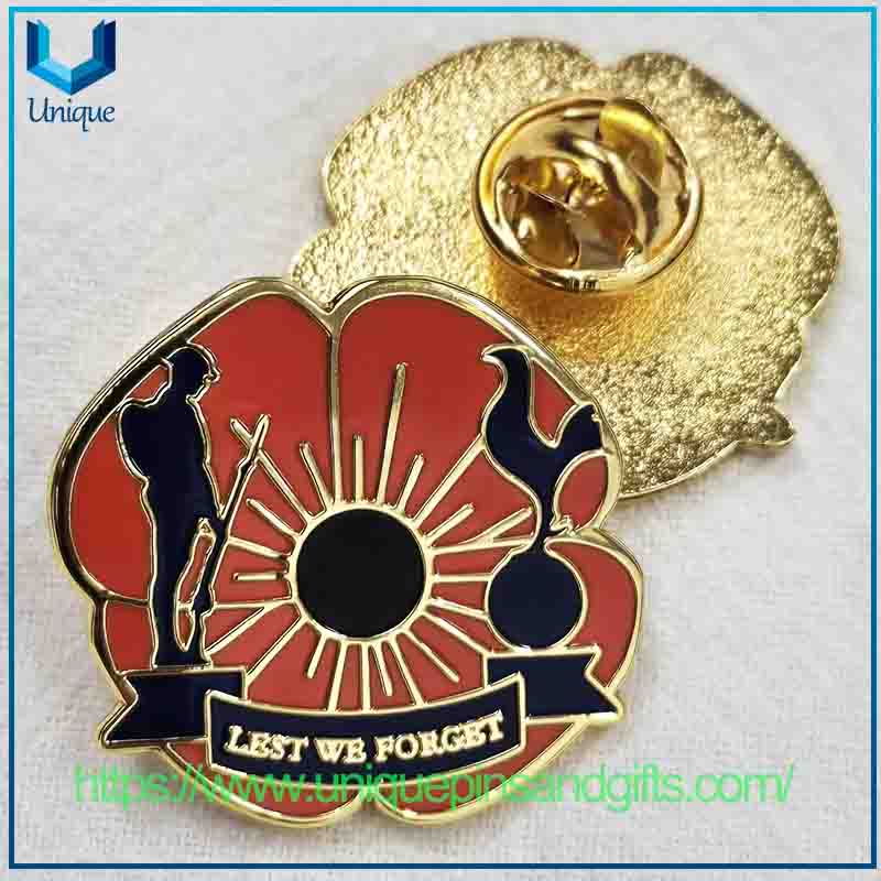Custom Hard Enamel Flower Charming Lapel pin, Gold UK REMEMBERANCE Metal Brooch (1) Custom Hard Enamel Flower Charming Lapel pin, Gold UK REMEMBERANCE Metal Brooch (1)