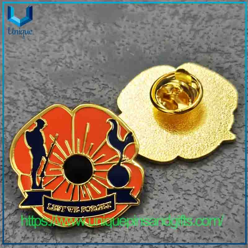 Custom Hard Enamel Flower Charming Lapel pin, Gold UK REMEMBERANCE Metal Brooch (2) Custom Hard Enamel Flower Charming Lapel pin, Gold UK REMEMBERANCE Metal Brooch (2)