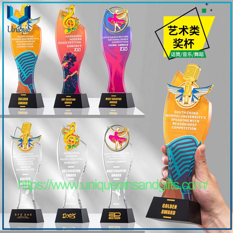 Music Dance Microphone Crystal Trophy (1) Music Dance Microphone Crystal Trophy (1)