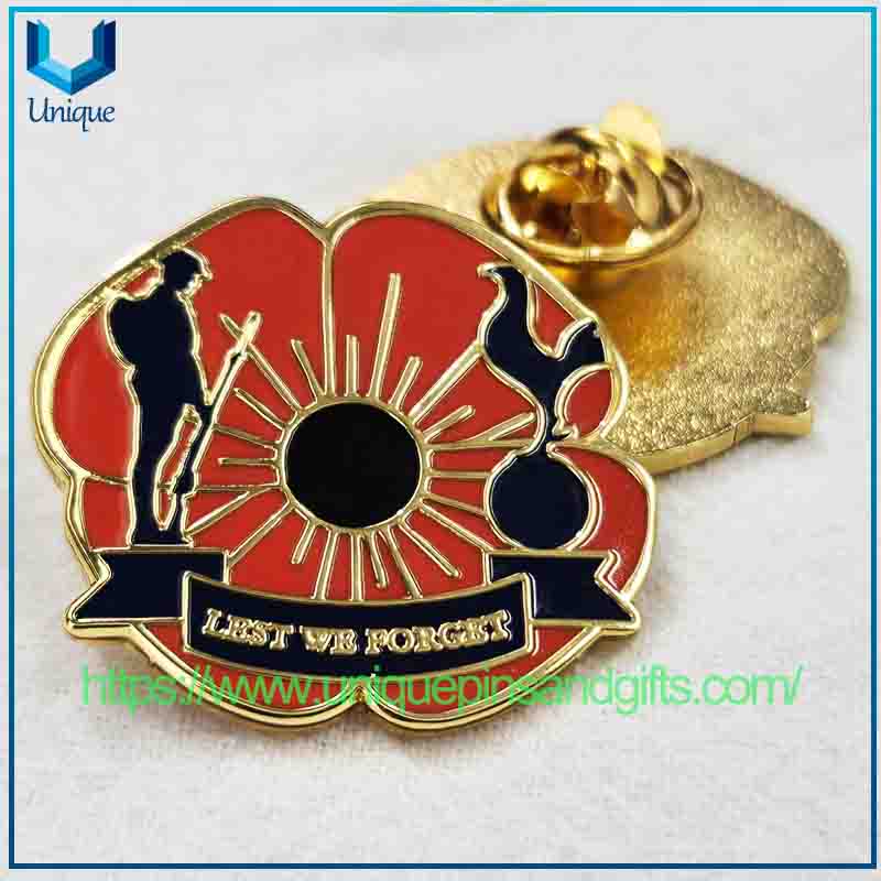 Custom Hard Enamel Flower Charming Lapel pin, Gold UK REMEMBERANCE Metal Brooch (5) Custom Hard Enamel Flower Charming Lapel pin, Gold UK REMEMBERANCE Metal Brooch (5)
