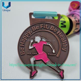 Die casted Zinc Alloy Sports Running Medal, Tanzania Cycling Running Cutout 70mm height Medal with Ribbon
