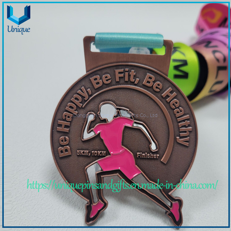 Die casted Zinc Alloy Sports Running Medal, Tanzania Cycling Running Cutout 70mm height Medal with Ribbon