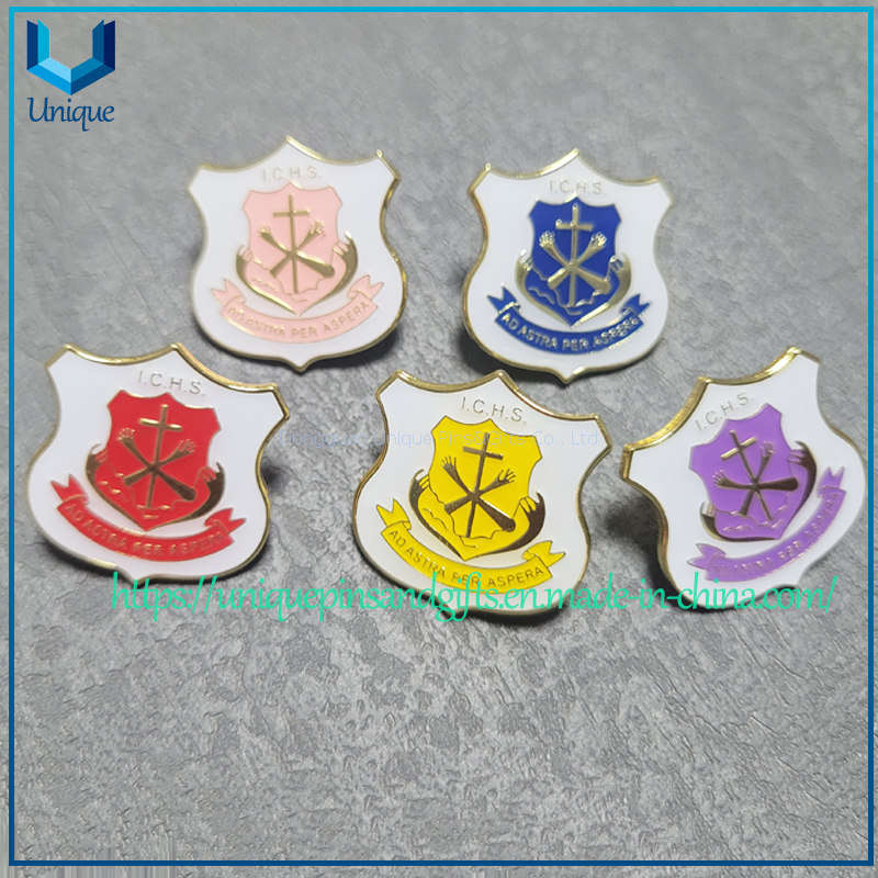 Free Sample Custom School Uniform metal Brooch, Caps Emblem, Fashon Decoration Multi-Color assorted School Lapel Pin