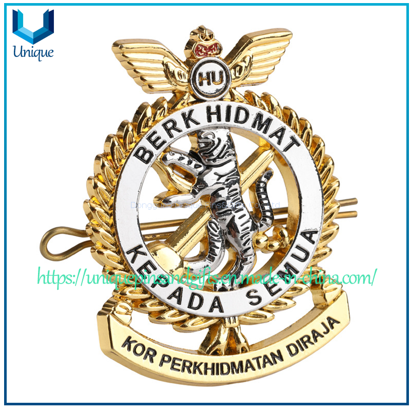 Custom Hight Quality Die struck Bronze gold Silver Military Collar pin, Cap Lapel Pin, Military Uniform Metal Brooch