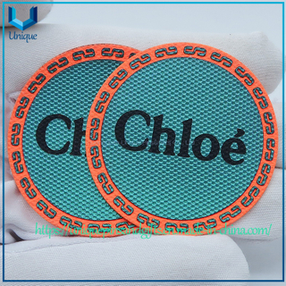 Customize Logo Design Fabric texture background TPU Patch, School Uniform Iron On TPU Patch, Sports Jersey Iron on Rubber PVC Patch