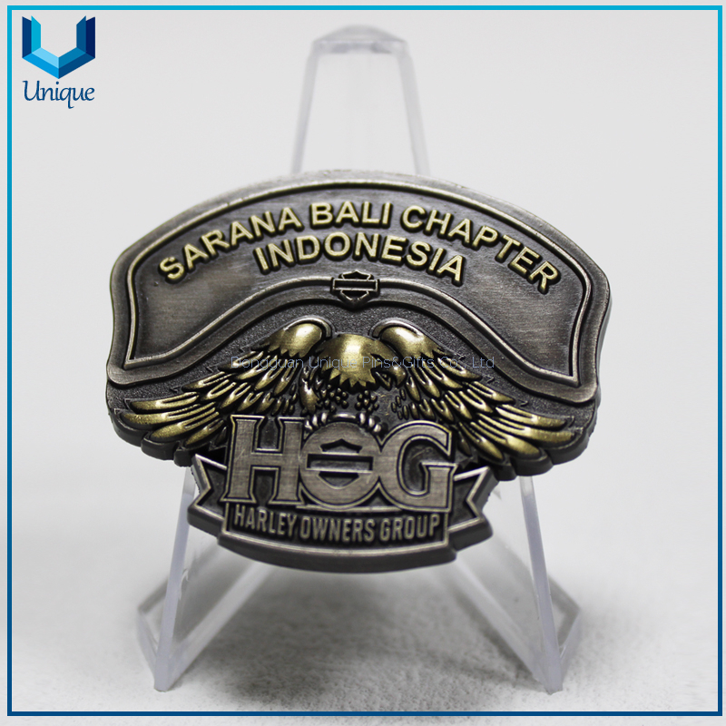 Custom Indonesia Harley Owner Group Souvenir Gift Metal Badge, Two tone plating 3D Metal Emblem Lapel Pins