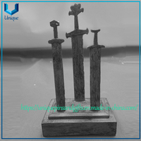 Custom 17cm 3D Sword Design Statue, Home Decoration Souvenir gift Resin / Zinc alloy Trophy Award Statue with Base
