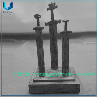 Custom 17cm 3D Sword Design Statue, Home Decoration Souvenir gift Resin / Zinc alloy Trophy Award Statue with Base