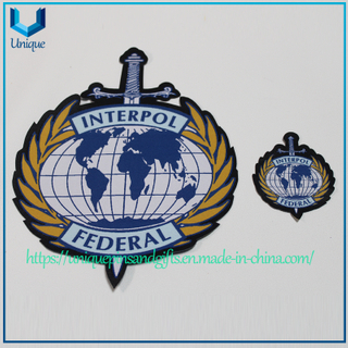 Free ARtwork Sample Customize Police Logo Woven Patches, Iron on big size 20cm/6cm diameter Embroidery Woven Patches