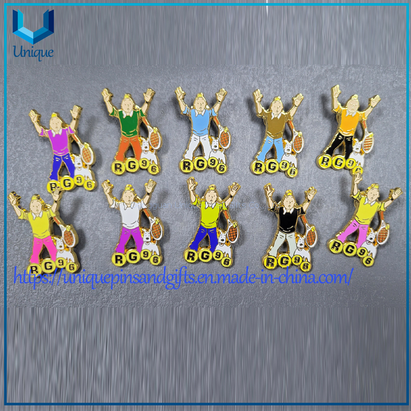 Custom Cartoon Tintin's Pin, Gold hard Enamel Souvenir Collection Metal Lapel Pin