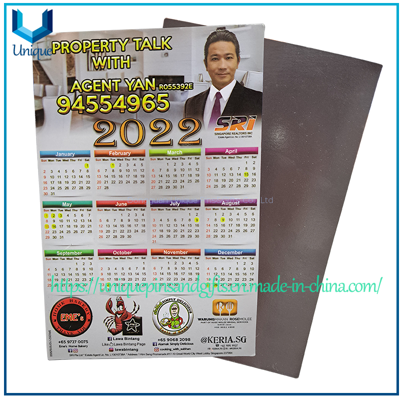 Free Gift Custom Calendar Magnet - 250gsm Art Paper 0.4mm soft Magnet backing Fridge Manget