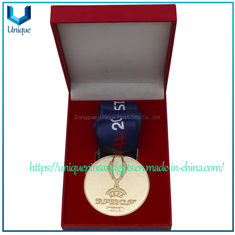 Custom Classic Football Medals - FIFA World Cup, European Super Cup Styles with velvet box, Customizable Patterns/Sizes & Ribbons - For Football Awards Medallion