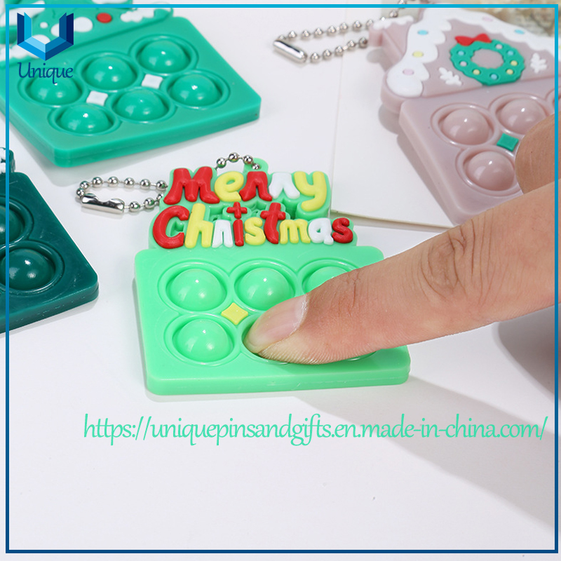 pressure relief press Silicon Christmas gift charming keychain 202311008