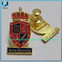 Custom Guatemala School Lapel Pin, Sedes Sapientiae 3D Gold Souvenir Metal Brooch with epoxy with flat cap security pin