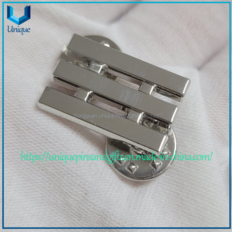 Custom shiny nickel cutout Bar pin badge Chile Military Metal Bar pin with Butterfly clutches