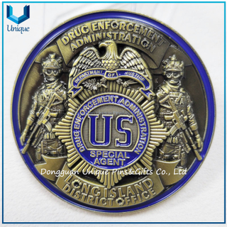 Custom Military Souvenir Medal Coin, antique Bronze Plating 3D h US Insignia Eagle & Soldiers Anti-Drug Commemorative Coin 