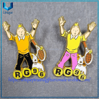 Custom Cartoon Tintin's Pin, Gold hard Enamel Souvenir Collection Metal Lapel Pin
