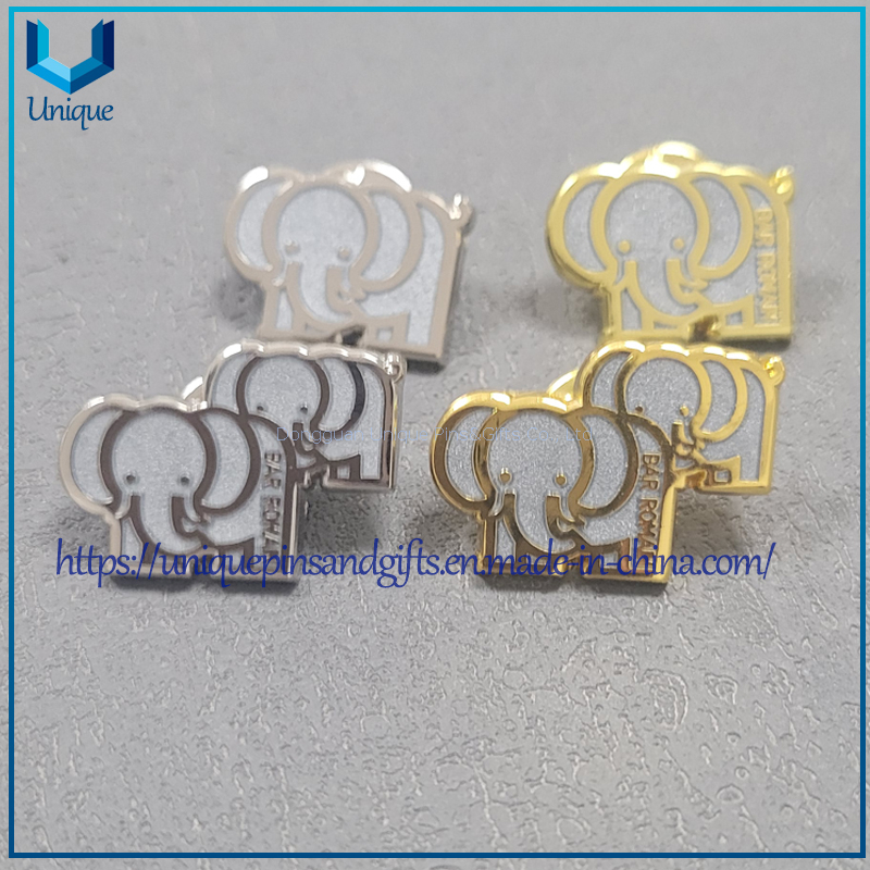 Custom Collection Lapel Pins, Elephant Metal Brooch with transparent hard Enamel