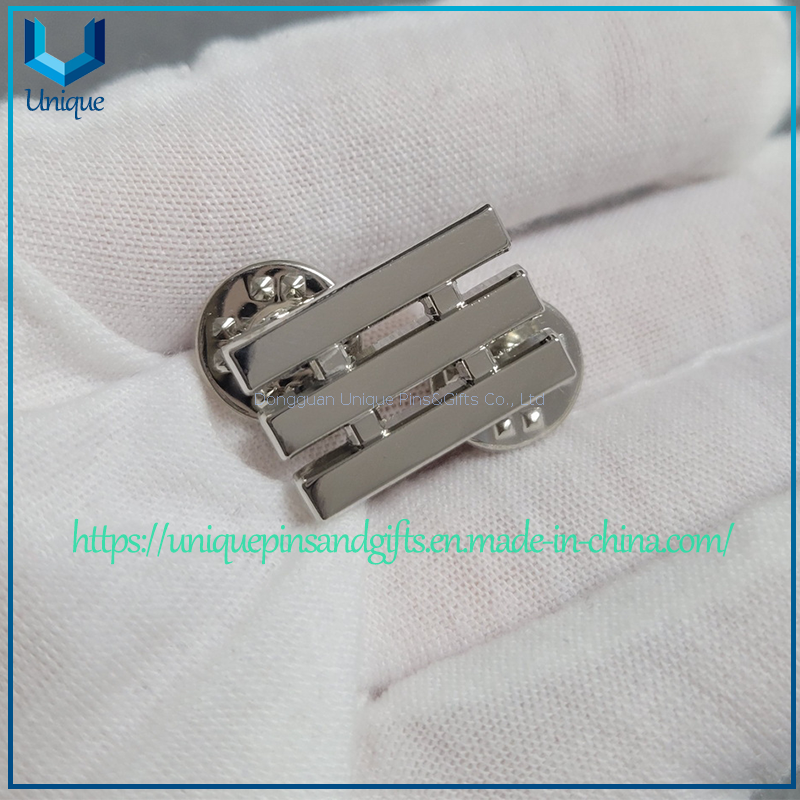Custom shiny nickel cutout Bar pin badge Chile Military Metal Bar pin with Butterfly clutches