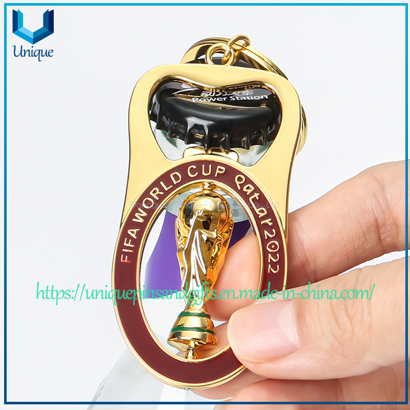 Cutout Spinning FIFA 2022 World Cup Logo Unique Design Glossy & Enamel Finish Custom Bottle Opener Keychain 