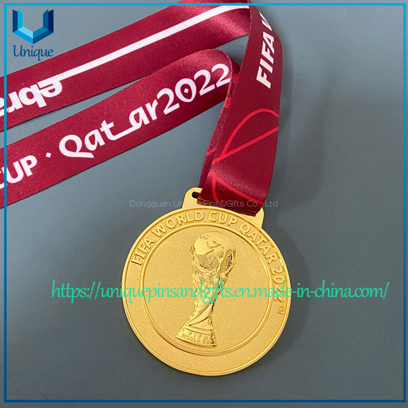Custom Classic Football Medals - FIFA World Cup, European Super Cup Styles with velvet box, Customizable Patterns/Sizes & Ribbons - For Football Awards Medallion