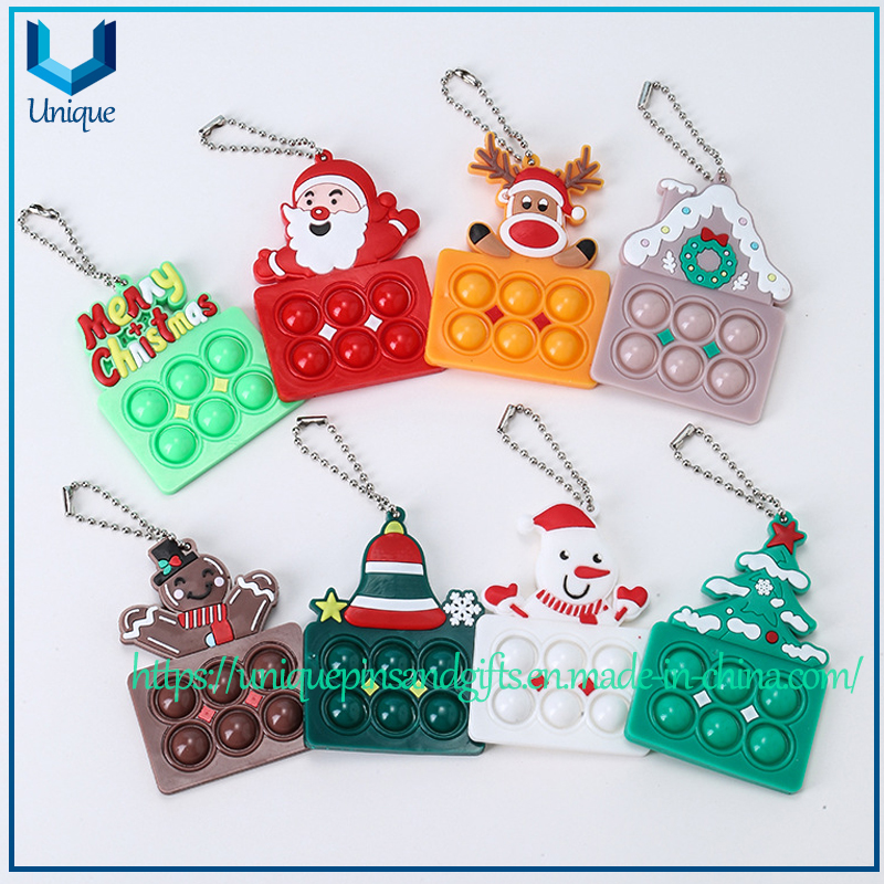 pressure relief press Silicon Christmas gift charming keychain 202311003