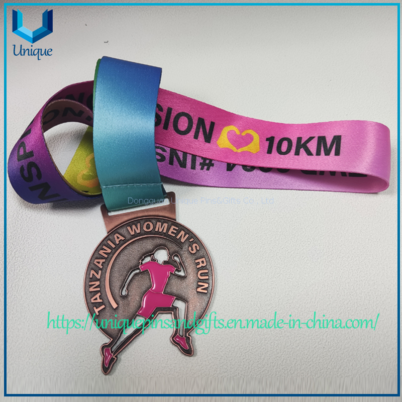 Die casted Zinc Alloy Sports Running Medal, Tanzania Cycling Running Cutout 70mm height Medal with Ribbon