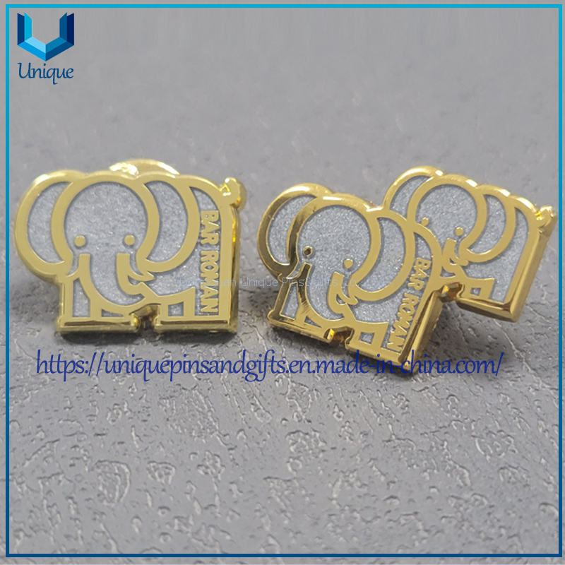 Custom Collection Lapel Pins, Elephant Metal Brooch with transparent hard Enamel