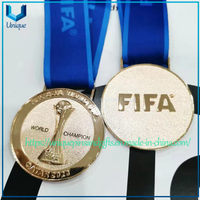 Custom Classic Football Medals - FIFA World Cup, European Super Cup Styles with velvet box, Customizable Patterns/Sizes & Ribbons - For Football Awards Medallion