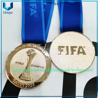 Custom Classic Football Medals - FIFA World Cup, European Super Cup Styles with velvet box, Customizable Patterns/Sizes & Ribbons - For Football Awards Medallion
