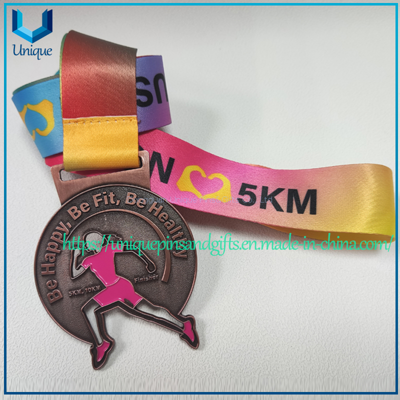 Die casted Zinc Alloy Sports Running Medal, Tanzania Cycling Running Cutout 70mm height Medal with Ribbon