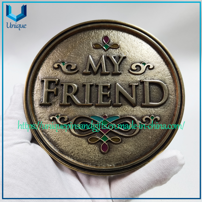 Custom Memorial Grave Plaques, 11cm diameter 3D engraving Outdoor Metal Grave Memorial Plaque Marker in Bronze