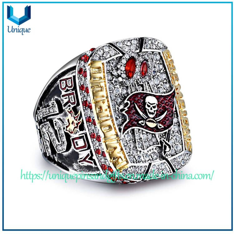 Custom Military Ring, Die Casted Zinc Alloy Champion Ring, Rhystone Crystal Decorated Metal Ring