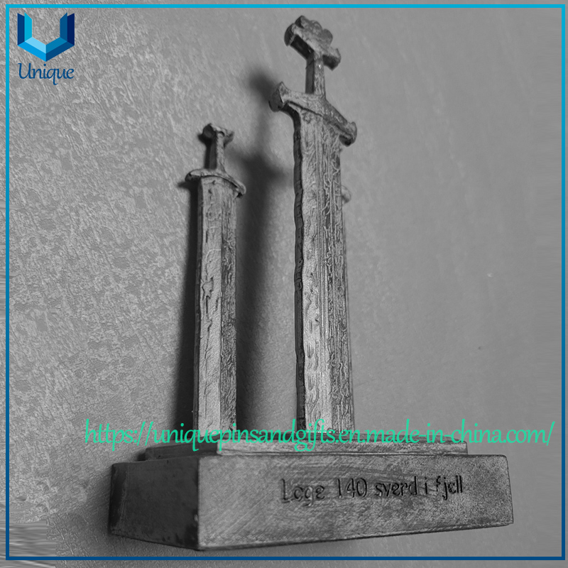 Custom 17cm 3D Sword Design Statue, Home Decoration Souvenir gift Resin / Zinc alloy Trophy Award Statue with Base