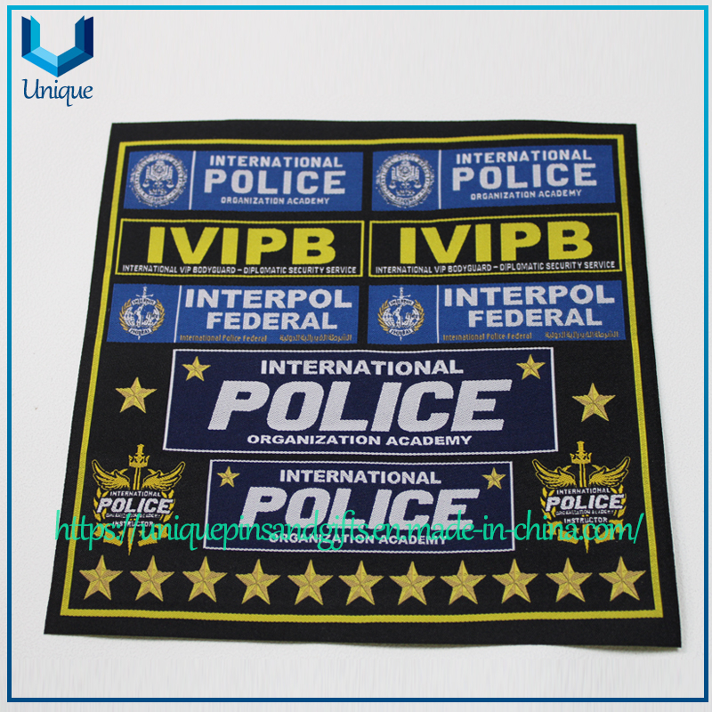 Free ARtwork Sample Customize Police Logo Woven Patches, Iron on big size 20cm/6cm diameter Embroidery Woven Patches