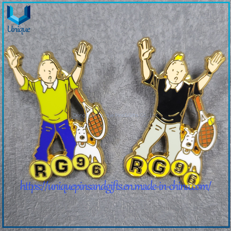 Custom Cartoon Tintin's Pin, Gold hard Enamel Souvenir Collection Metal Lapel Pin