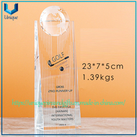 Customized Golf Award-winning Crystal Trophy In The Shape of A Skyscraper With A Concave Top for Inlaying A Sphere.