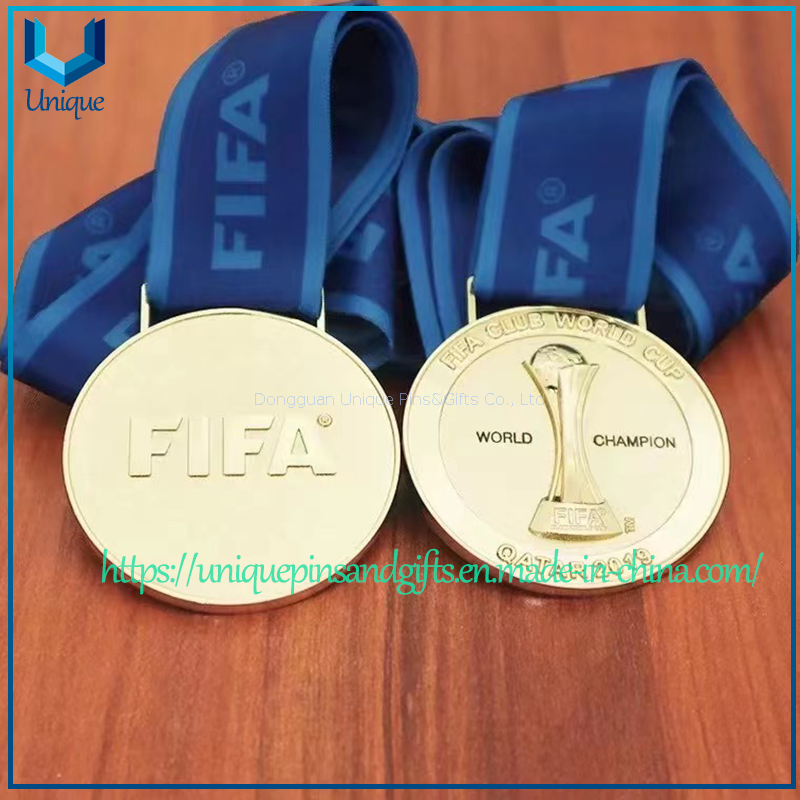 Custom Classic Football Medals - FIFA World Cup, European Super Cup Styles with velvet box, Customizable Patterns/Sizes & Ribbons - For Football Awards Medallion