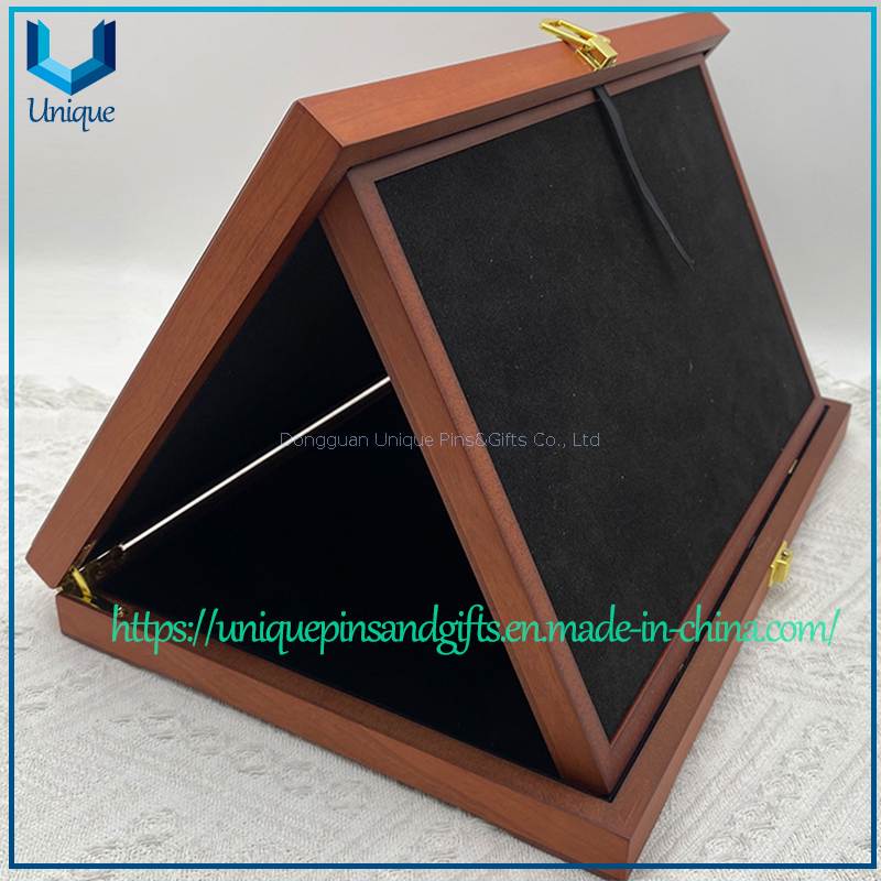 High-End Display Flip-Top Storage Engraved Text Fits Customized Commemorative Coins & Medals with Solid Wood gift Box for displayer