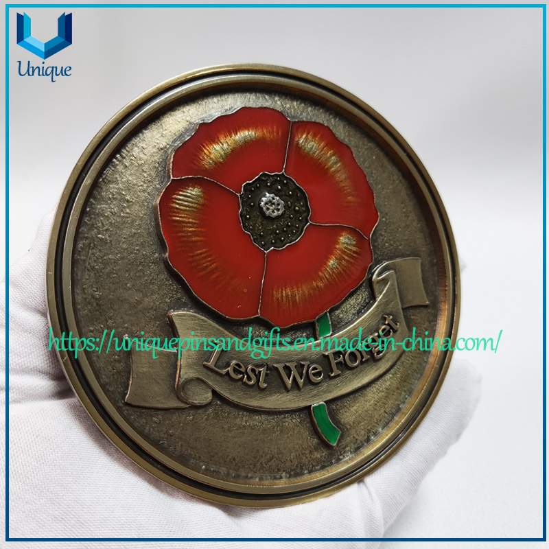 Custom Memorial Grave Plaques, 11cm diameter 3D engraving Outdoor Metal Grave Memorial Plaque Marker in Bronze