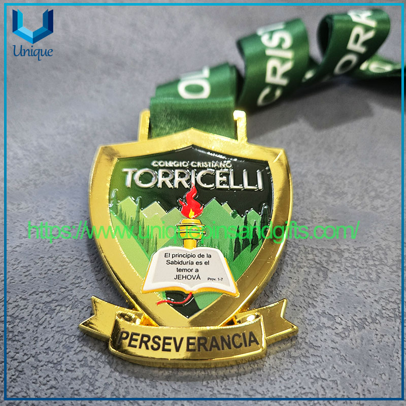 Custom Logo Unique School Sports Events Metal Award Medals with UV Printing And Ribbon