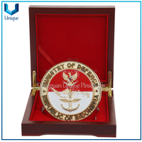 Custom Medal of Honor with Wooden Holder, 3D Metal Plaque Medals with Ribbon, Commemorative Coin Display Box