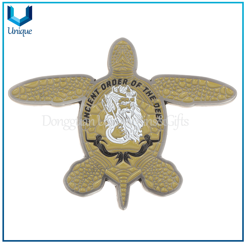 Custom 3D Shellback Turtle Coin, Black Nickel Fashion Style Commemorative Challenge Coin for Souvenir Gifts