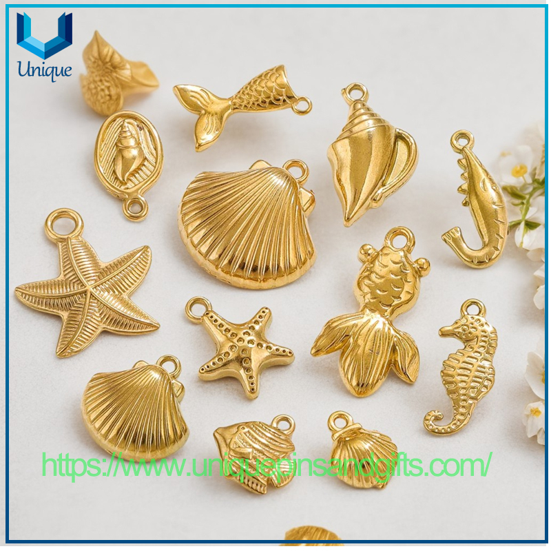 Wholesale DIY Jewelry Accessories Stainless Steel Ocean Series Pendants Mermaid Shells Sea Stars Bracelets Necklaces Charms Pendants