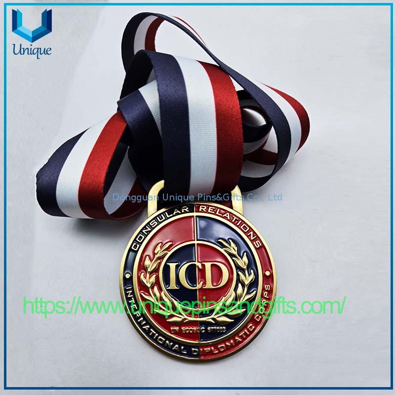 Custom ICD DIPLOMATIC CHAPLAIN COPS EX AMICITIA PAX Metal Medal with Printing Ribbon