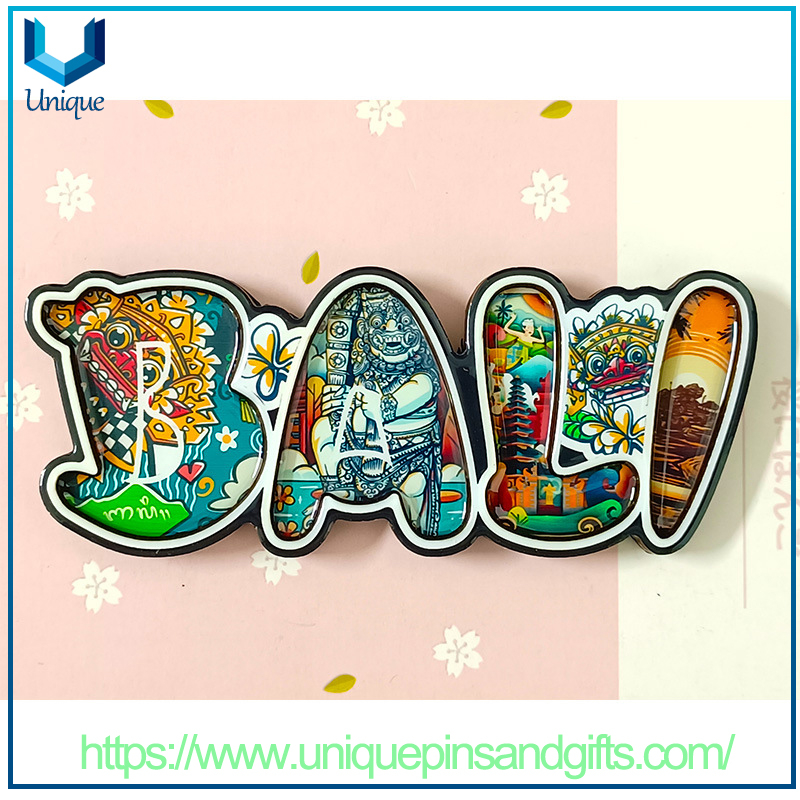 Balinese Indonesia Soft Magnetic Crystal Glue Wooden Refrigerator Stickers for Travel Souvenirs Collection Or Decorative Gifts