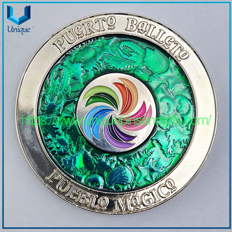 Customized Diamond Edge 3D Metal Commemorative Coin Double-Sided Electroplating Gold/Silver MEXICO ARMADA Commemorative Coin