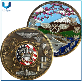 Customize Design Challenge Coin, 3D Chief Officer Coin, Zinc Alloy Souvenir Medal coin in Two Tone in Antique Gold + Antique Nickel plating